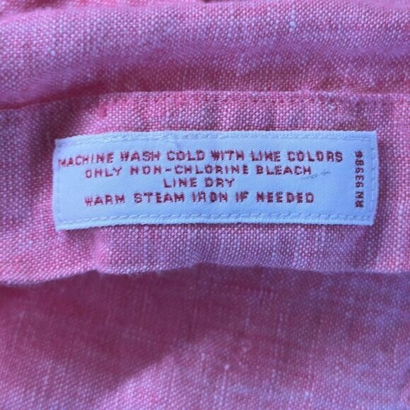 Brooks Brothers Pink Linen Short Sleeve Shirt size L Large The Original Polo - Picture 6 of 8